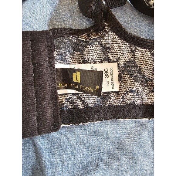 donna l'oren Bra Womens Black & White Lace Underwire Unpadded Size 38C - Picture 6 of 8